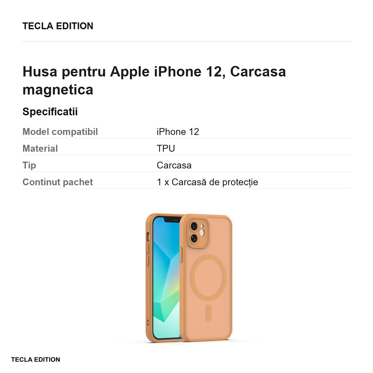 Husa Mag Matt pentru Apple iPhone 12, Carcasa magnetica, Maro [2]