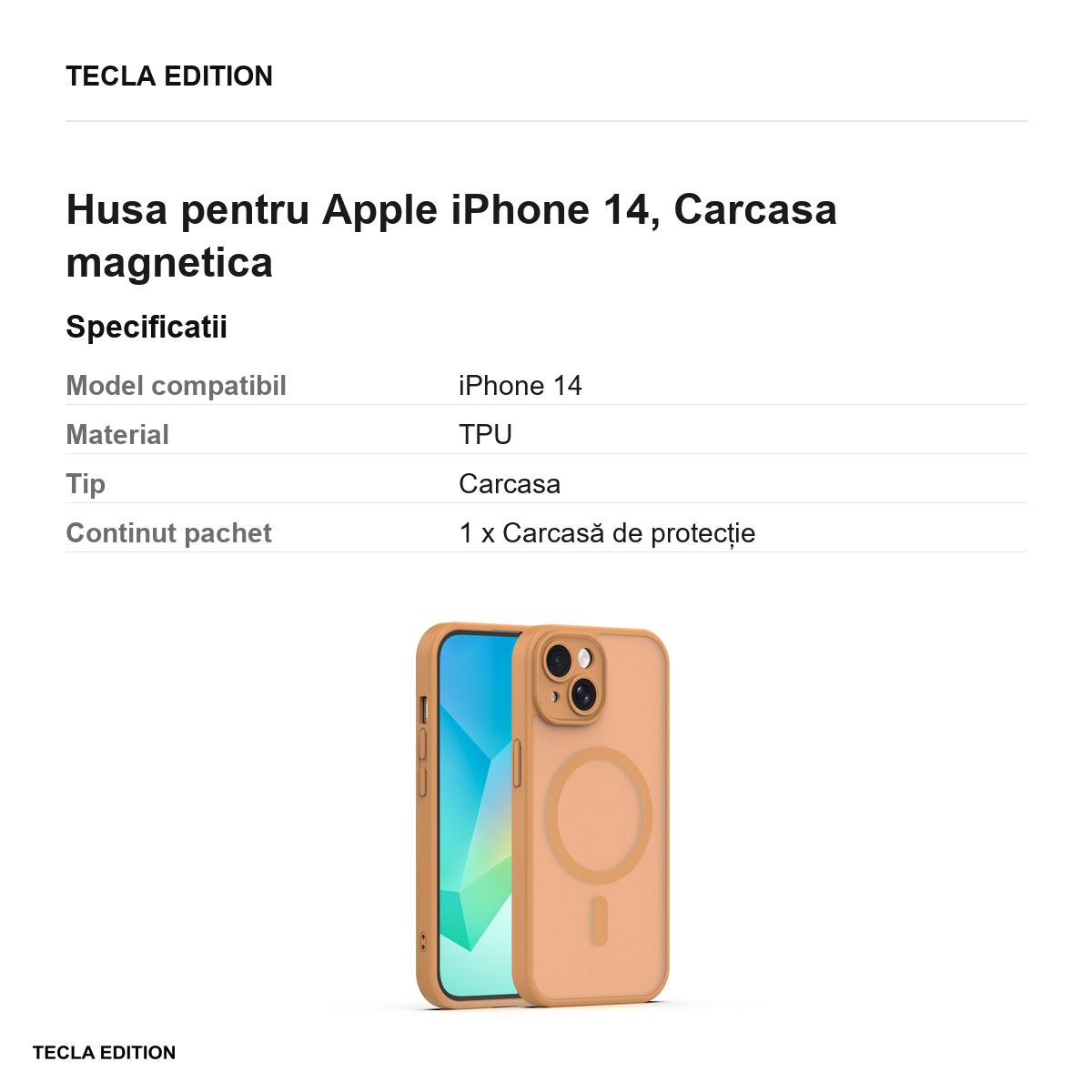 Husa Mag Matt pentru Apple iPhone 14, Carcasa magnetica, Maro [2]