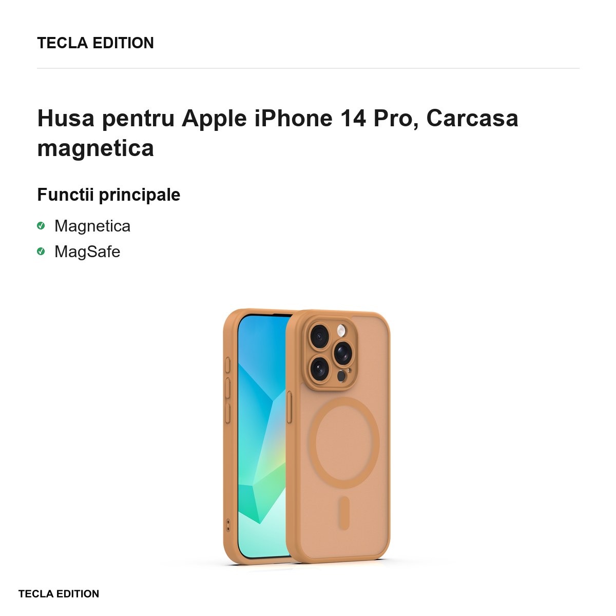Husa Mag Matt pentru Apple iPhone 14 Pro, Carcasa magnetica, Maro [1]