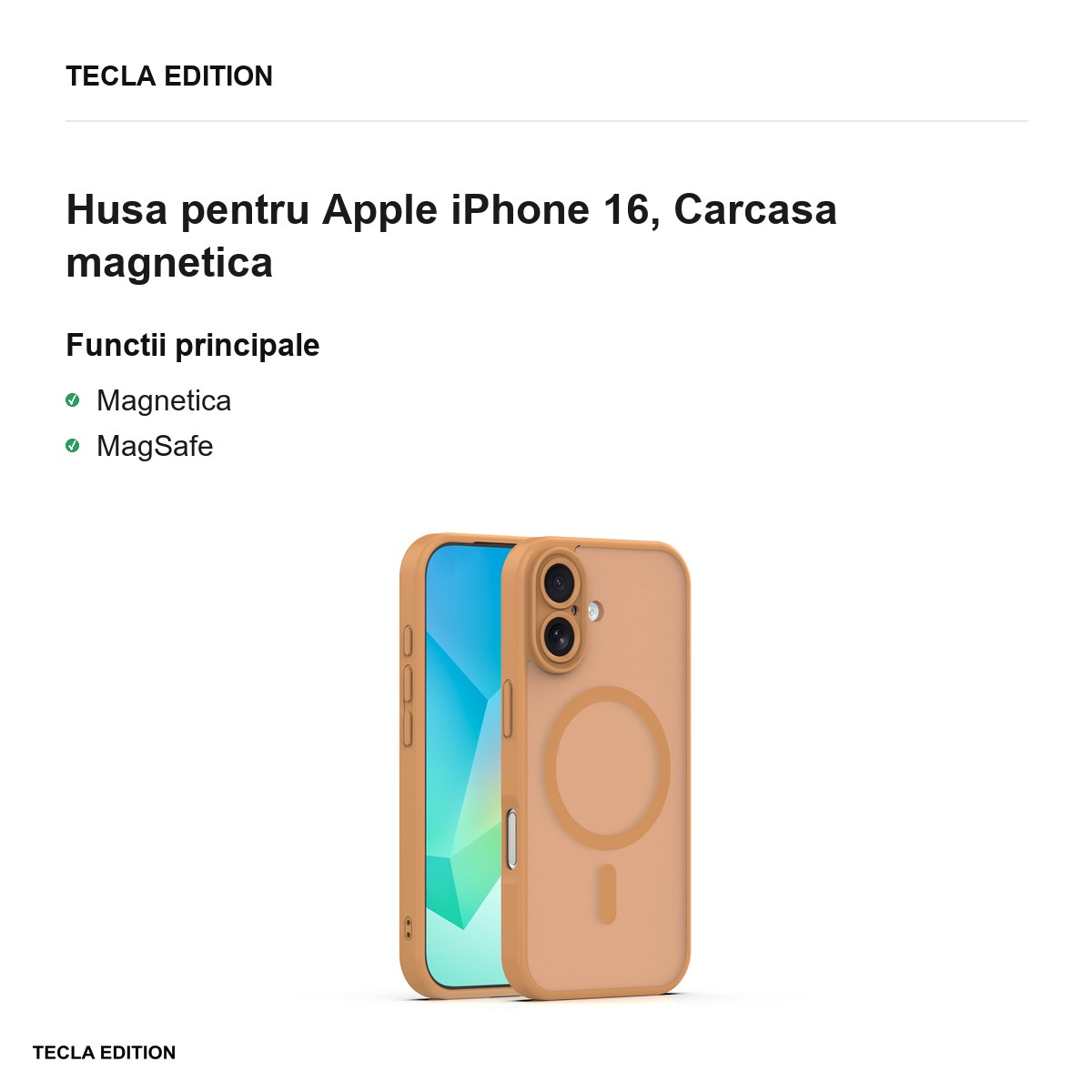 Husa Mag Matt pentru Apple iPhone 16, Carcasa magnetica, Maro [1]