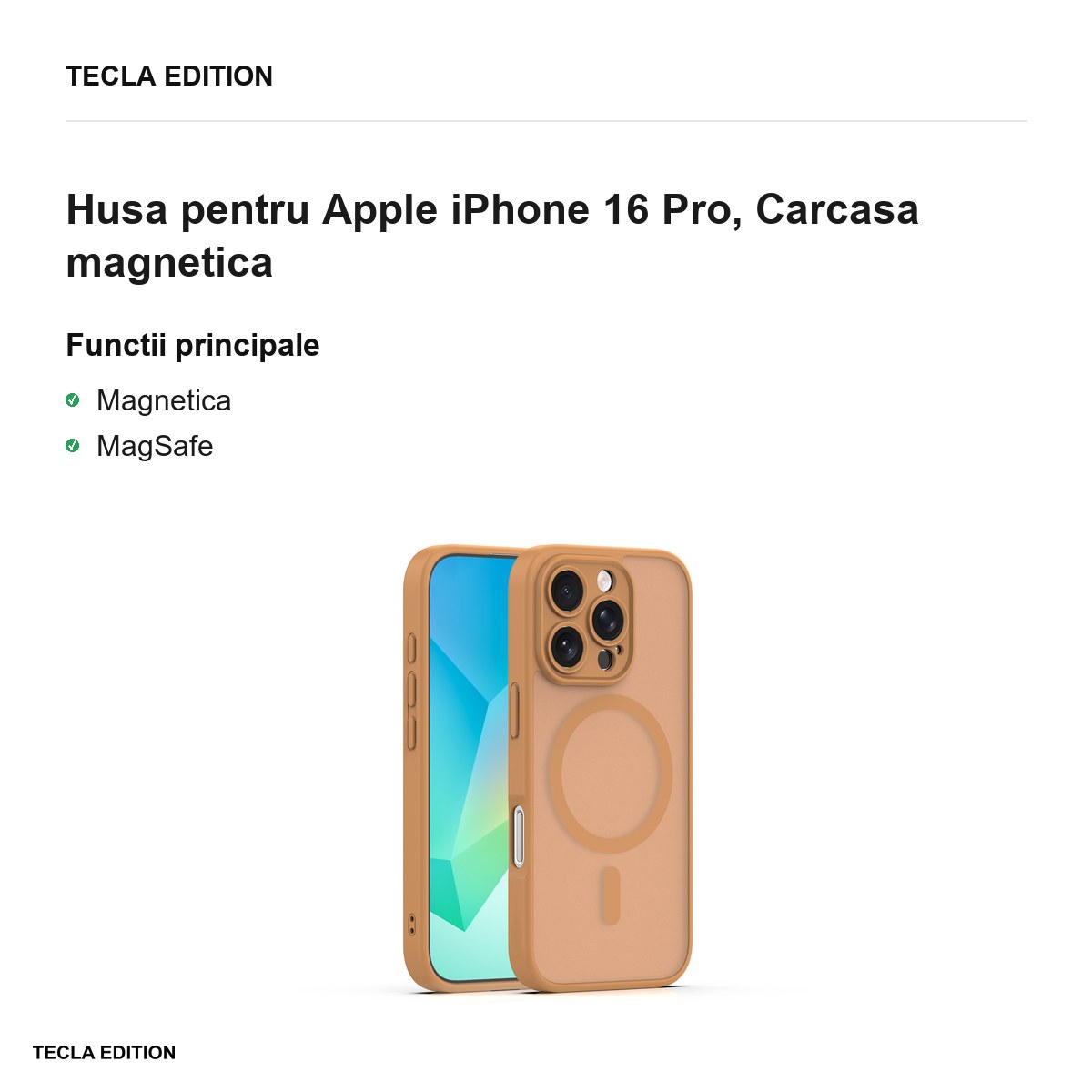 Husa Mag Matt pentru Apple iPhone 16 Pro, Carcasa magnetica, Maro [1]