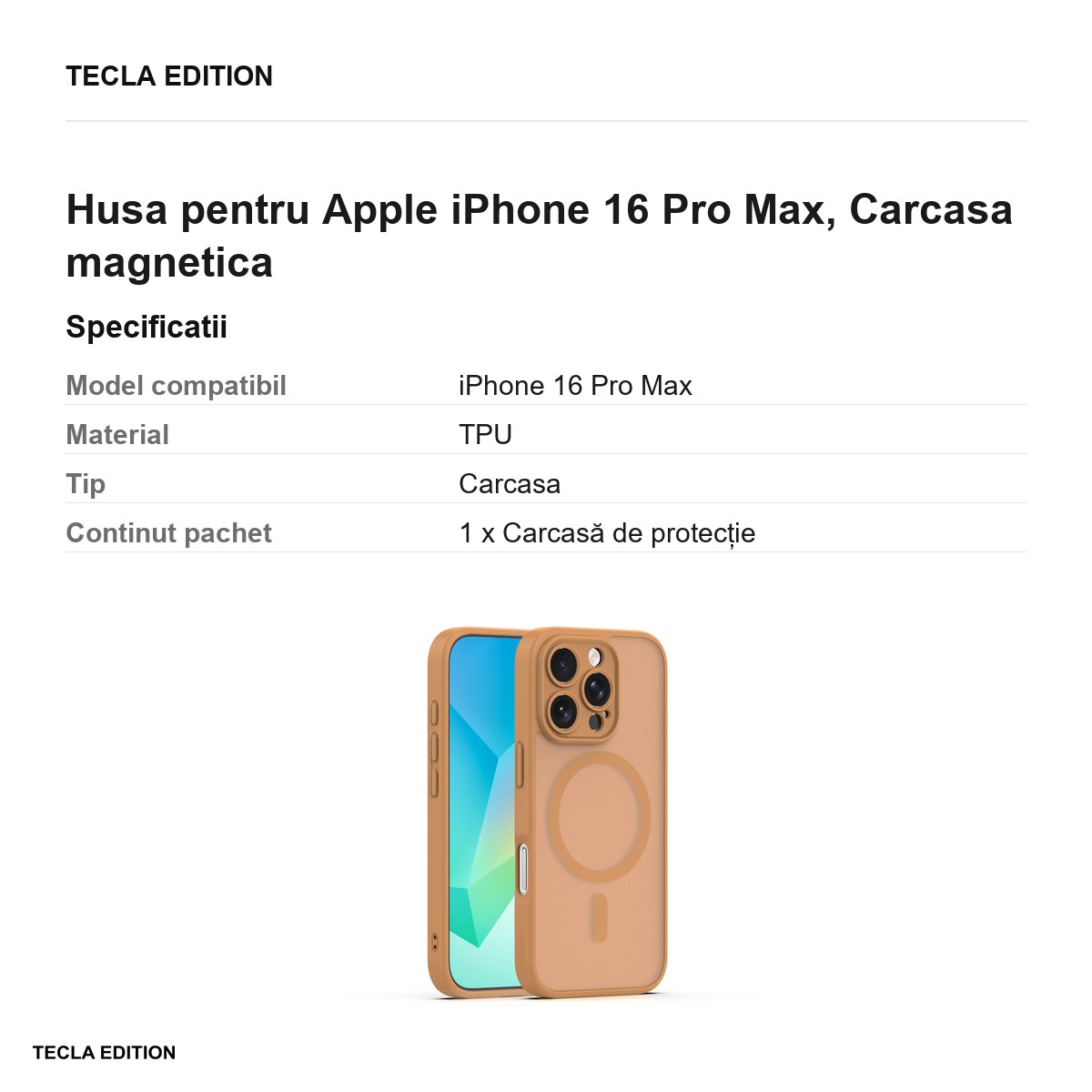 Husa Mag Matt pentru Apple iPhone 16 Pro Max, Carcasa magnetica, Maro [2]