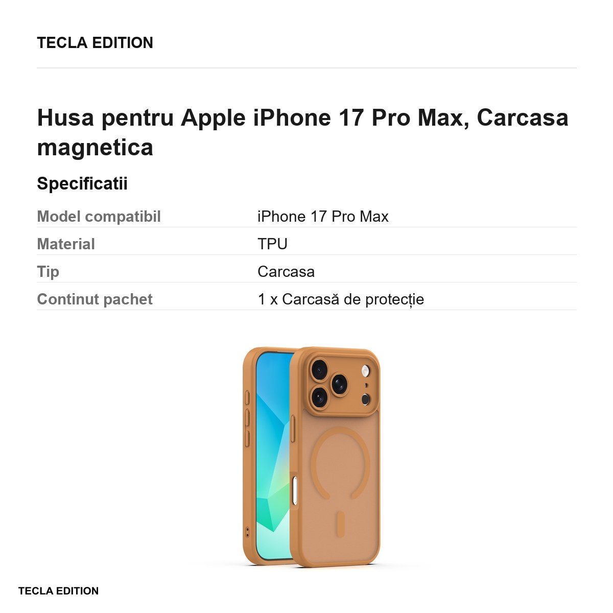 Husa Mag Matt pentru Apple iPhone 17 Pro Max, Carcasa magnetica, Maro [2]
