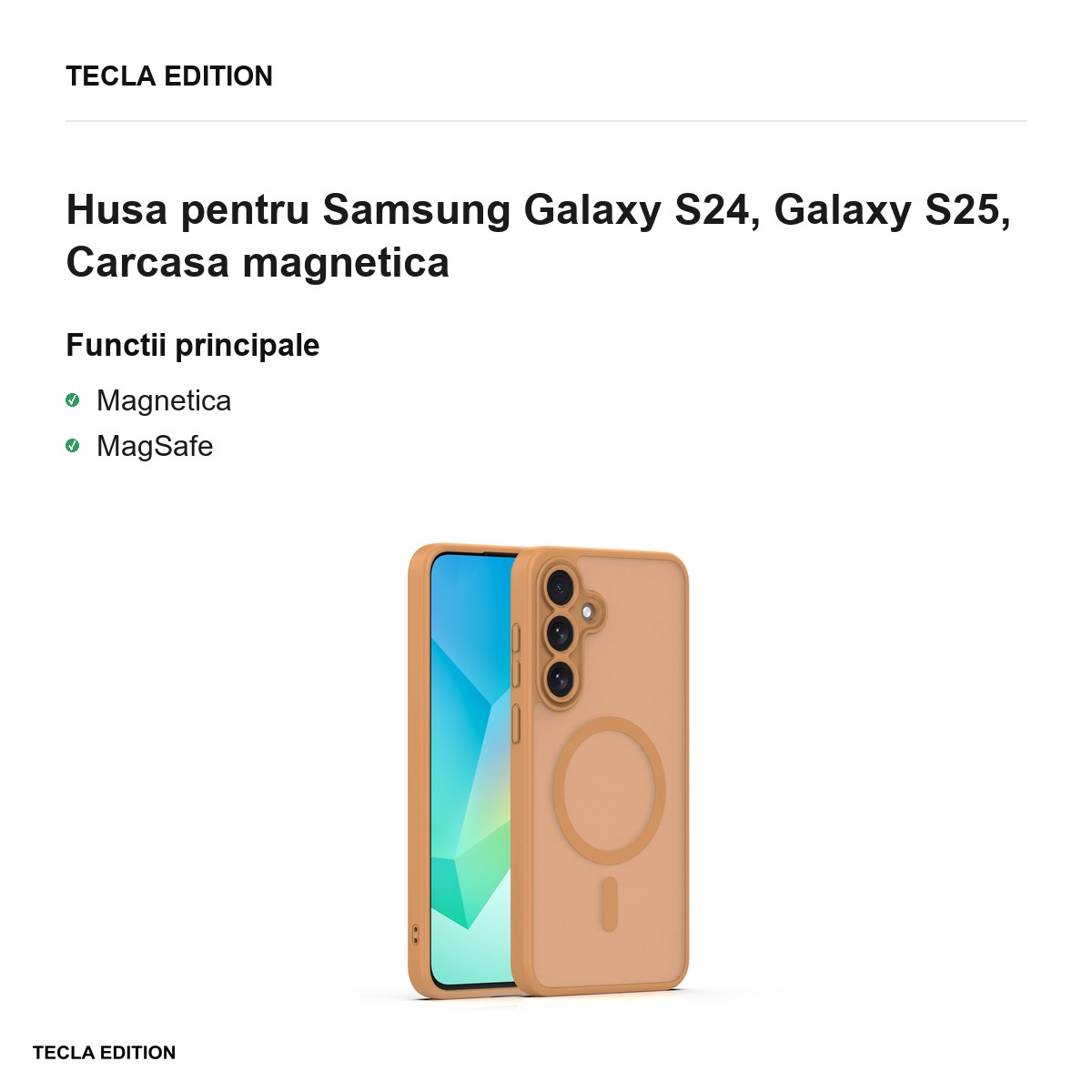 Husa Mag Matt pentru Samsung Galaxy S24, Galaxy S25, Carcasa magnetica, Maro [1]