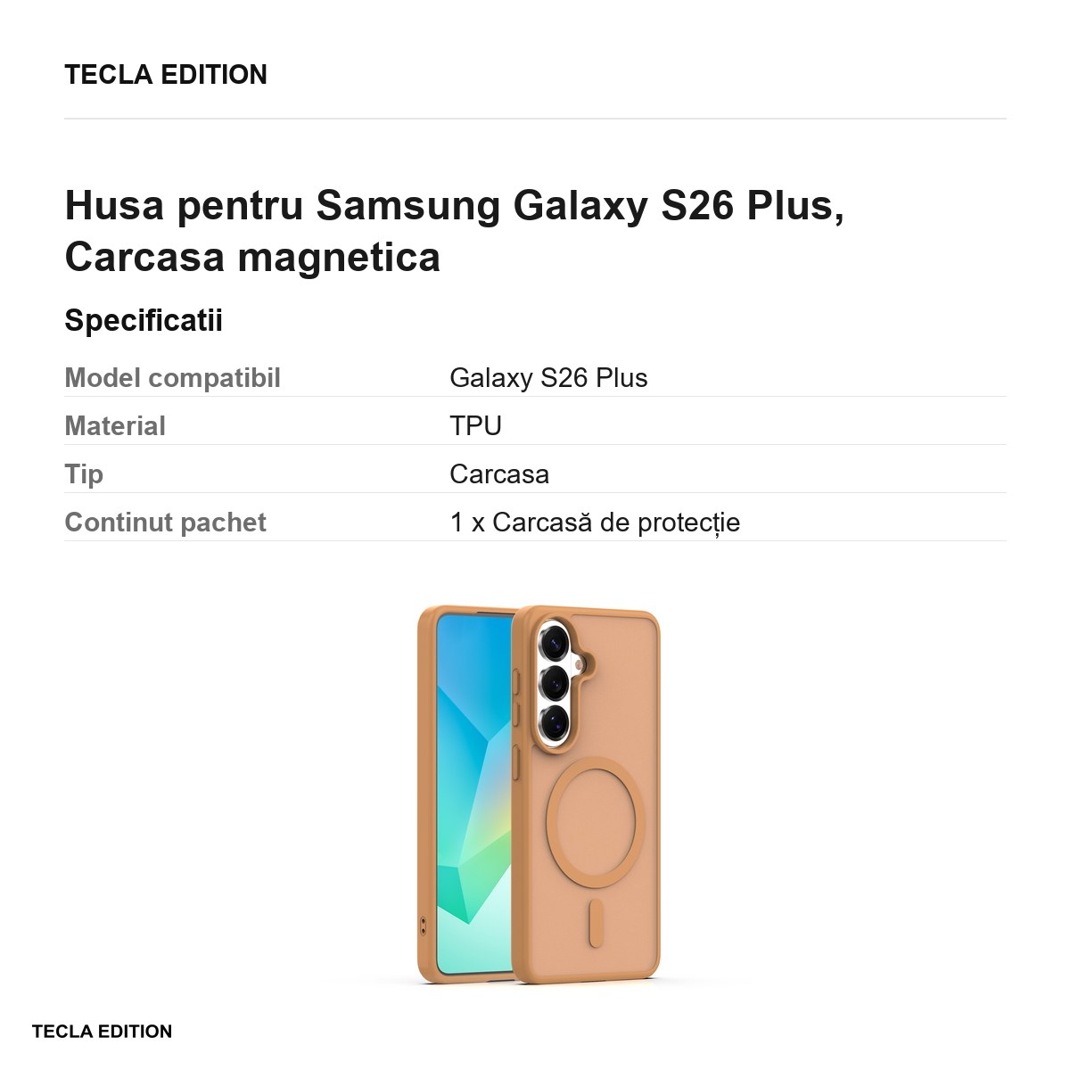 Husa Mag Matt pentru Samsung Galaxy S26 Plus, Carcasa magnetica, Maro [2]