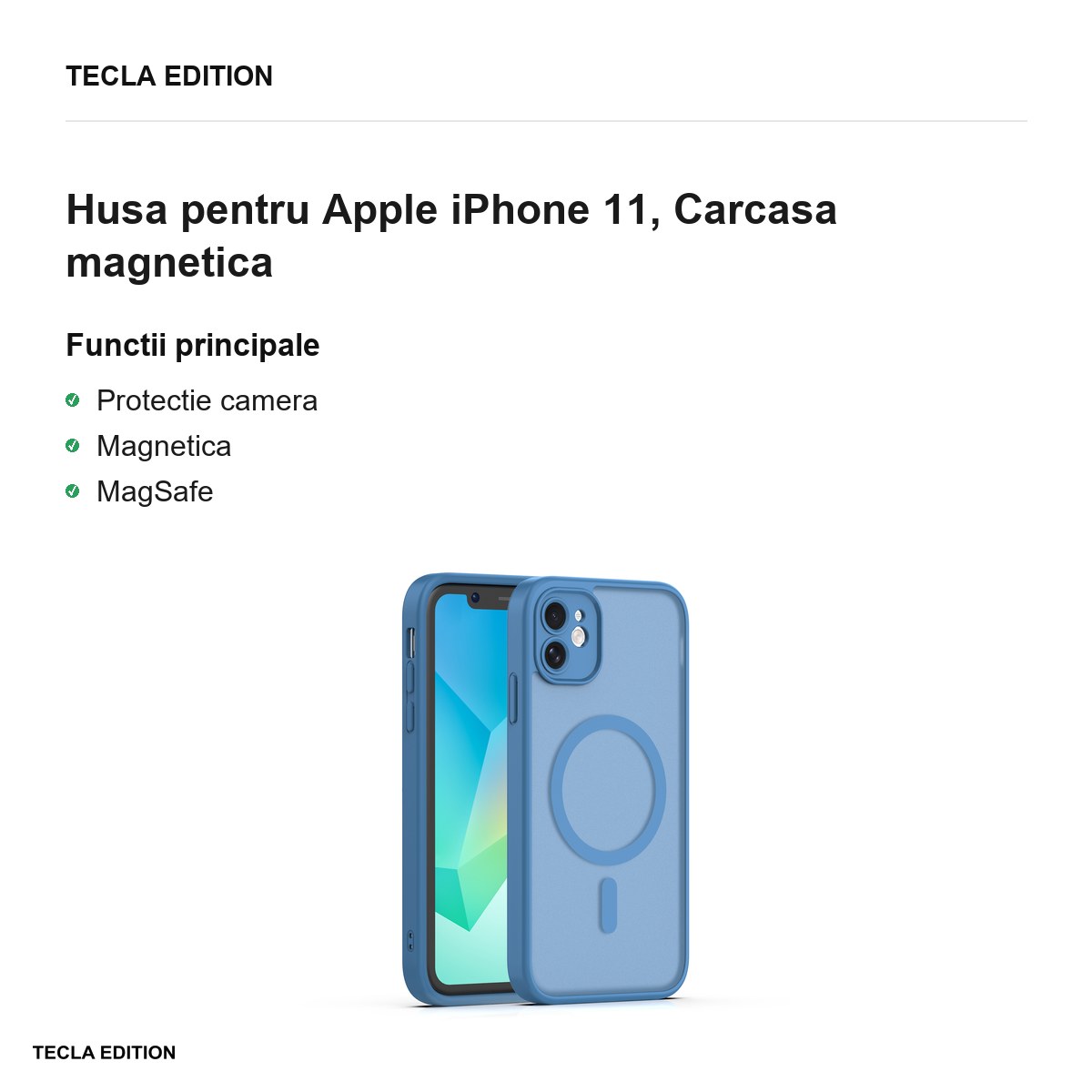 Husa Mag Matt pentru Apple iPhone 11, Carcasa magnetica, Albastru inchis [1]