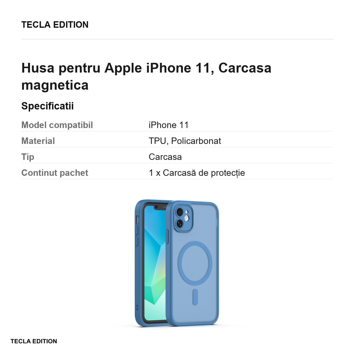 Husa Mag Matt pentru Apple iPhone 11, Carcasa magnetica, Albastru inchis [2]