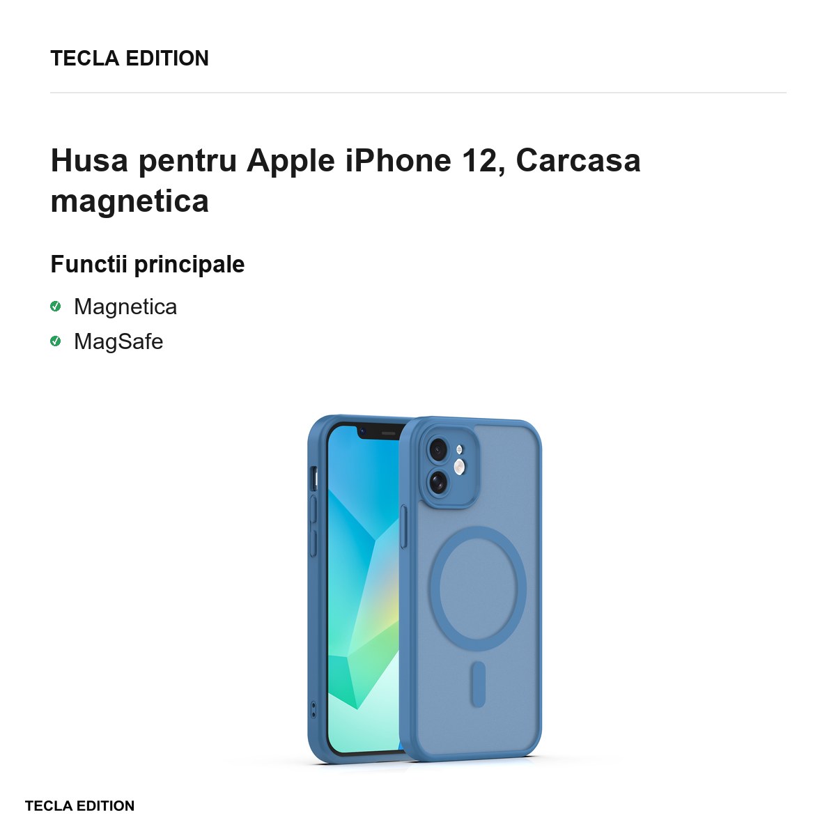 Husa Mag Matt pentru Apple iPhone 12, Carcasa magnetica, Albastru inchis [1]
