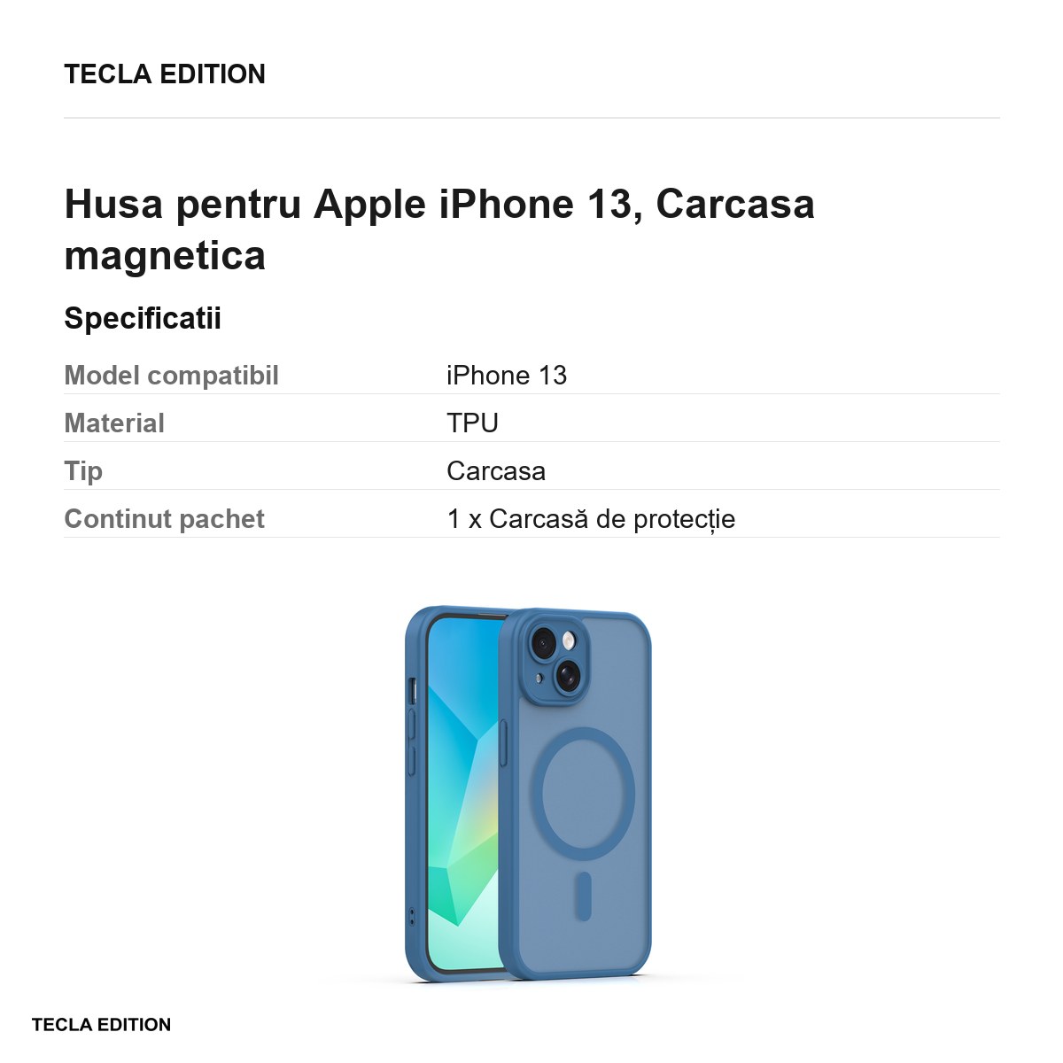 Husa Mag Matt pentru Apple iPhone 13, Carcasa magnetica, Albastru inchis [2]