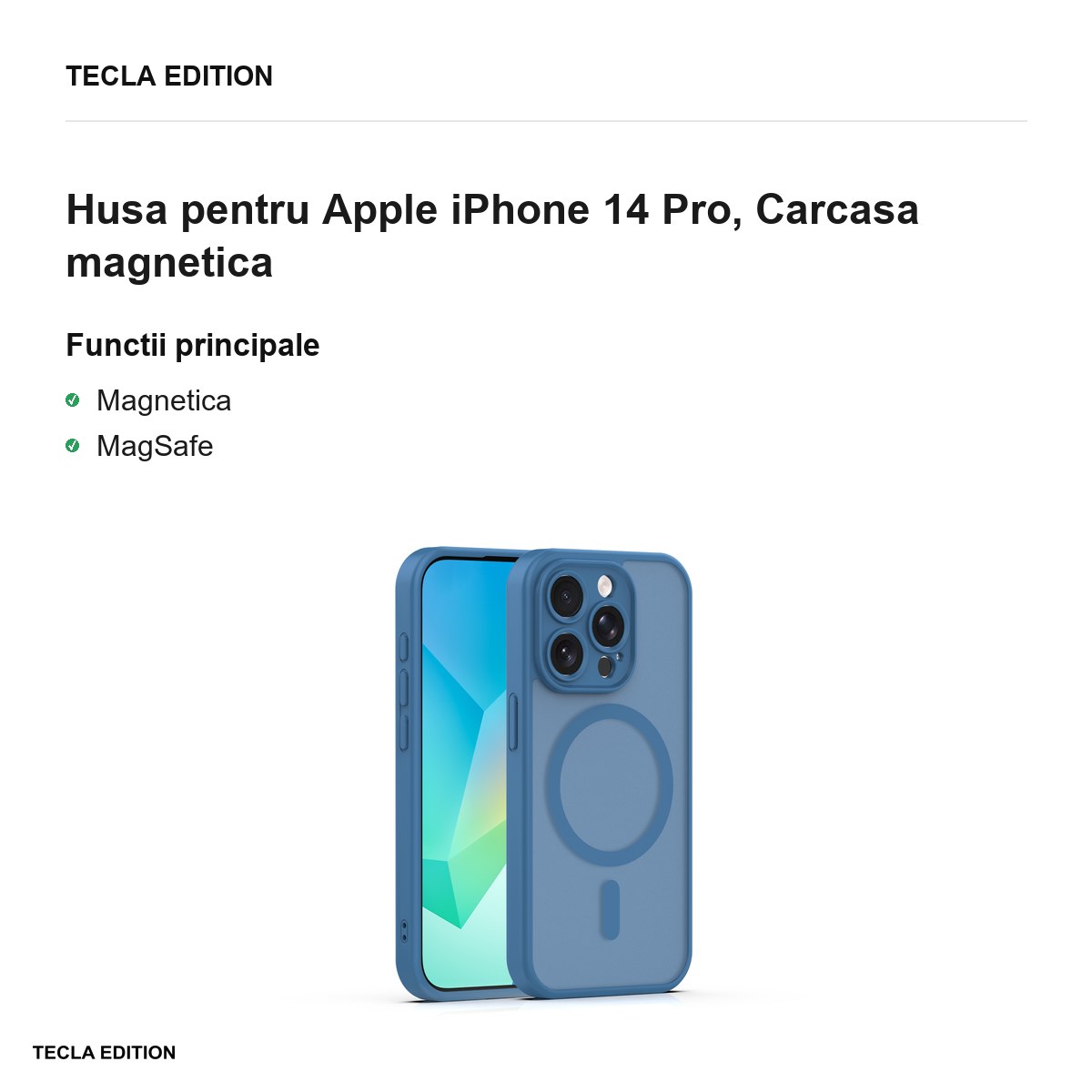 Husa Mag Matt pentru Apple iPhone 14 Pro, Carcasa magnetica, Albastru inchis [1]