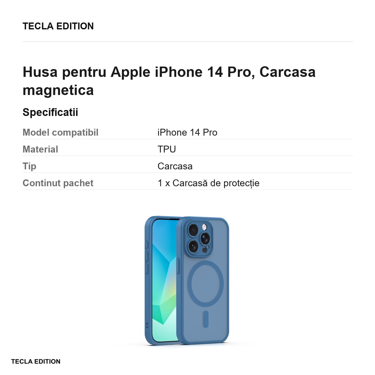 Husa Mag Matt pentru Apple iPhone 14 Pro, Carcasa magnetica, Albastru inchis [2]