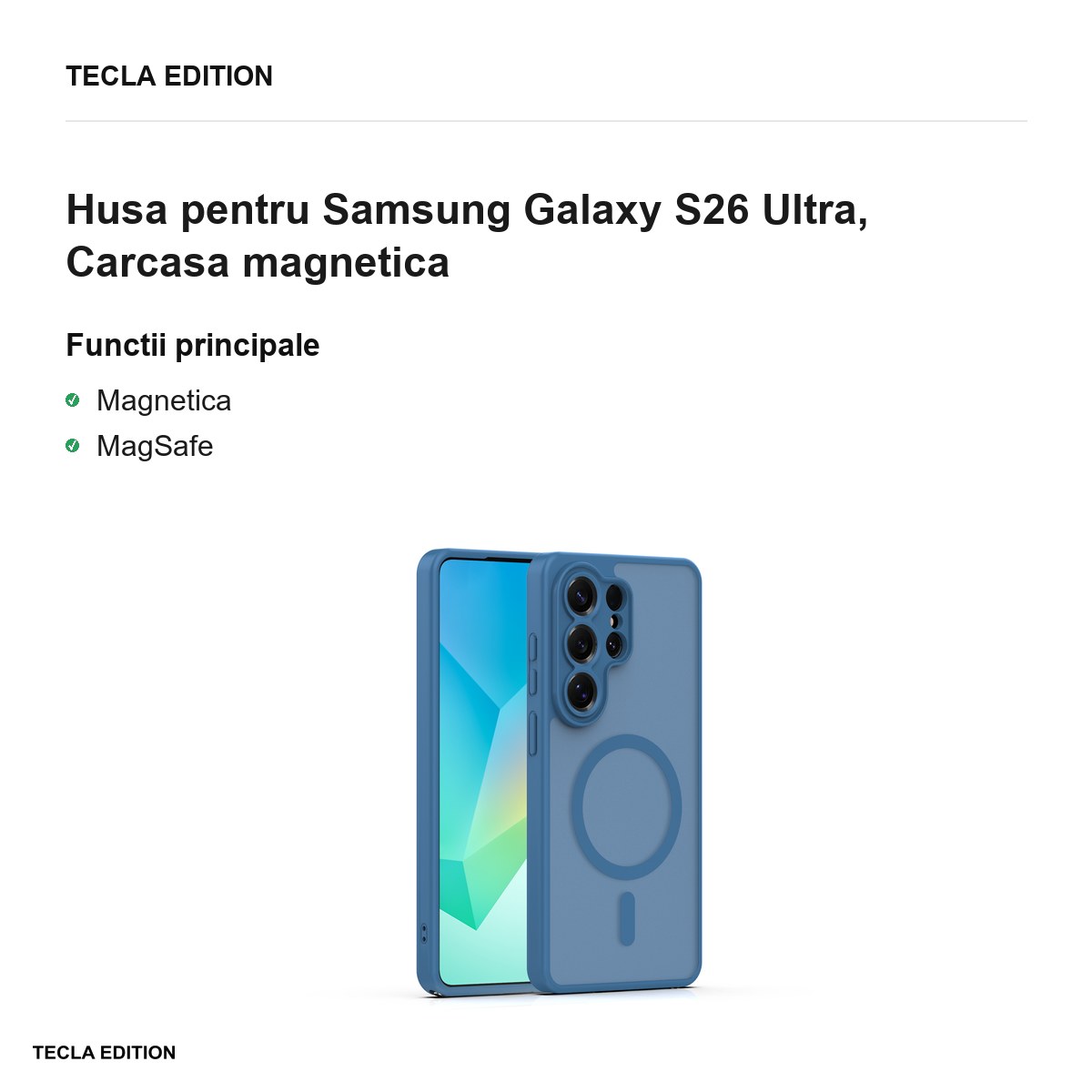 Husa Mag Matt pentru Samsung Galaxy S26 Ultra, Carcasa magnetica, Albastru inchis [1]