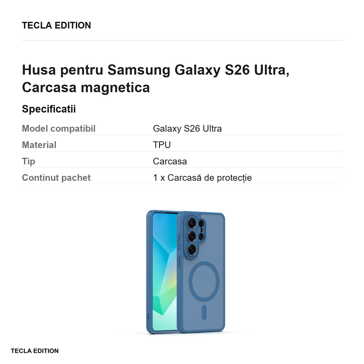 Husa Mag Matt pentru Samsung Galaxy S26 Ultra, Carcasa magnetica, Albastru inchis [2]