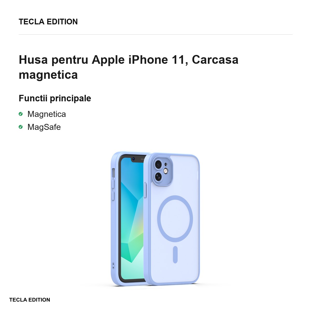 Husa Mag Matt pentru Apple iPhone 11, Carcasa magnetica, Albastru deschis [1]