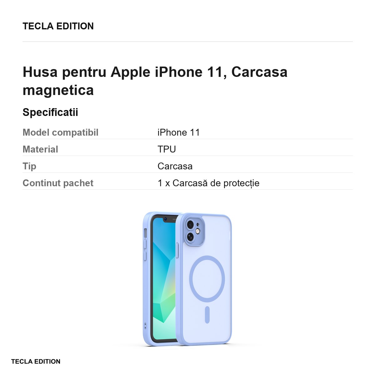 Husa Mag Matt pentru Apple iPhone 11, Carcasa magnetica, Albastru deschis [2]