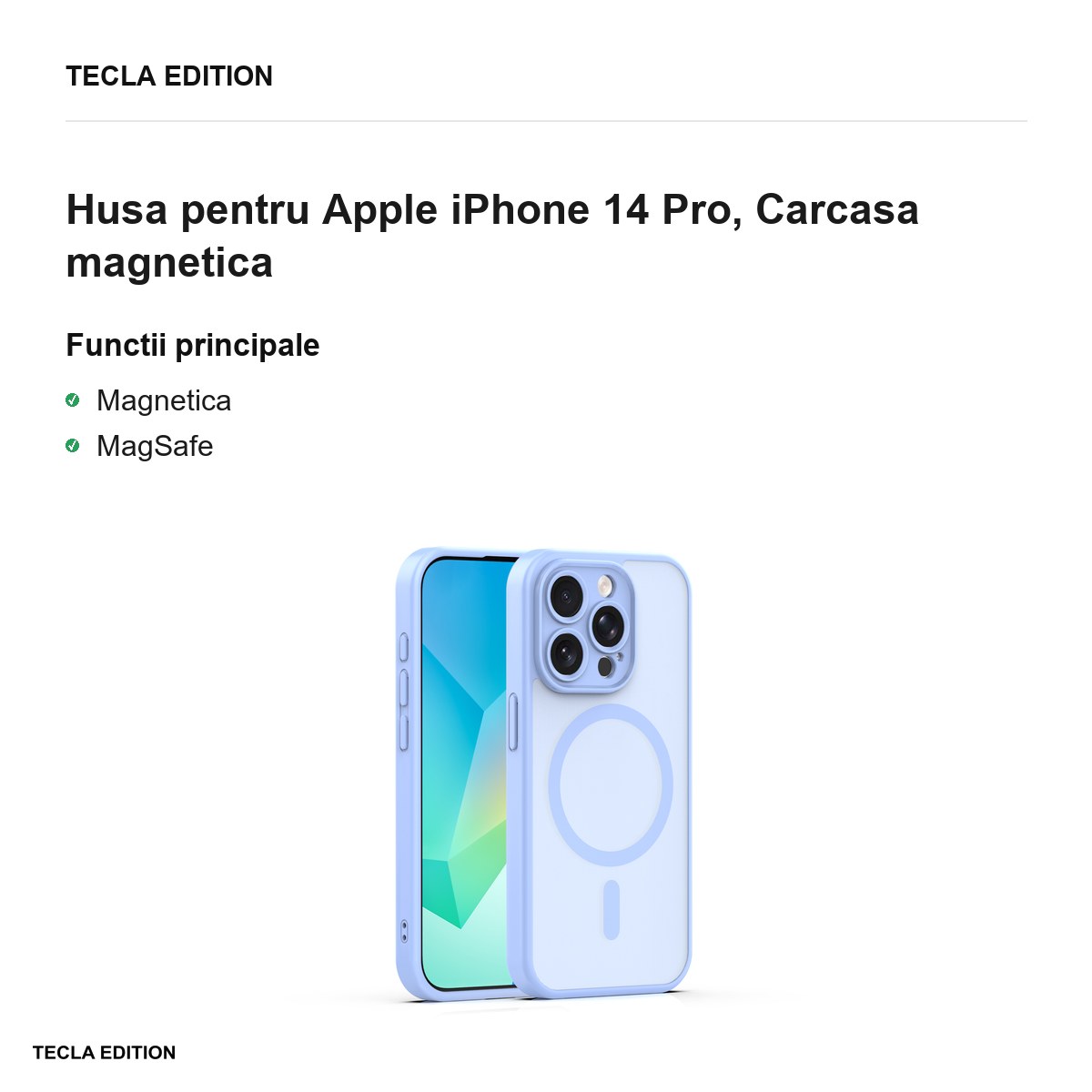Husa Mag Matt pentru Apple iPhone 14 Pro, Carcasa magnetica, Albastru deschis [1]