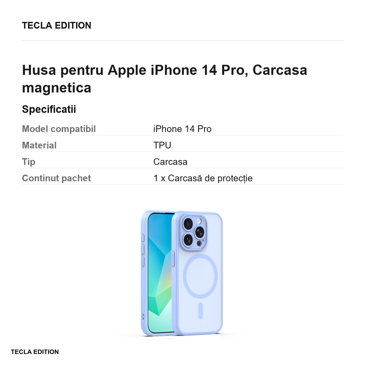 Husa Mag Matt pentru Apple iPhone 14 Pro, Carcasa magnetica, Albastru deschis [2]