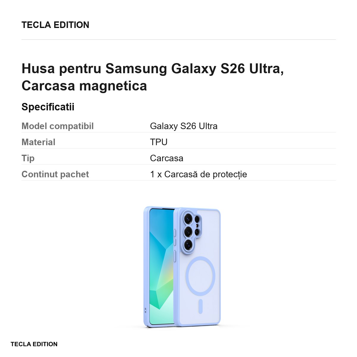 Husa Mag Matt pentru Samsung Galaxy S26 Ultra, Carcasa magnetica, Albastru deschis [2]