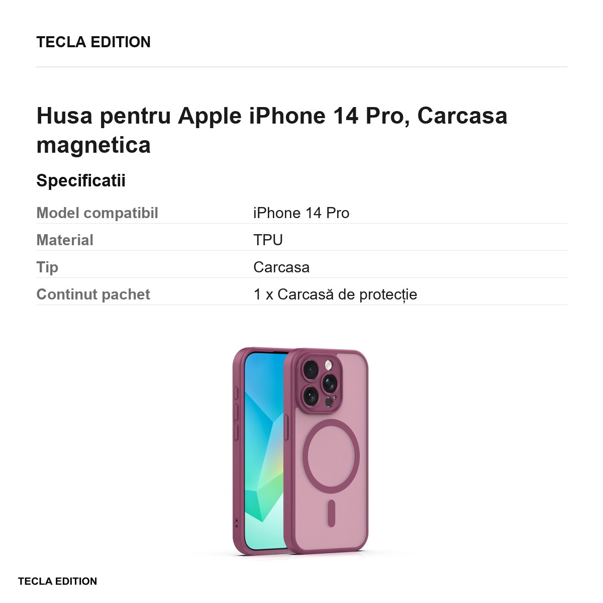 Husa Mag Matt pentru Apple iPhone 14 Pro, Carcasa magnetica [2]