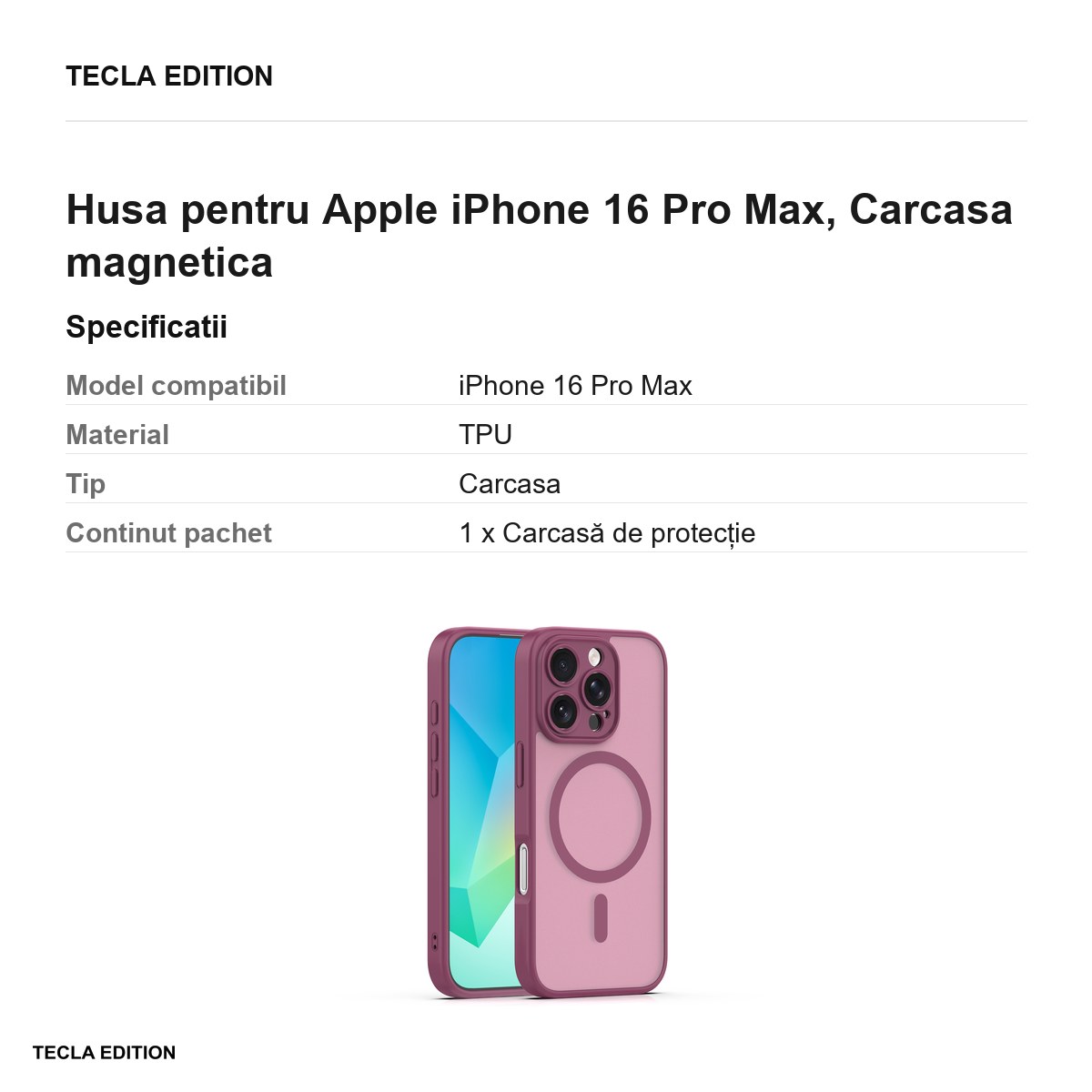Husa Mag Matt pentru Apple iPhone 16 Pro Max, Carcasa magnetica [2]