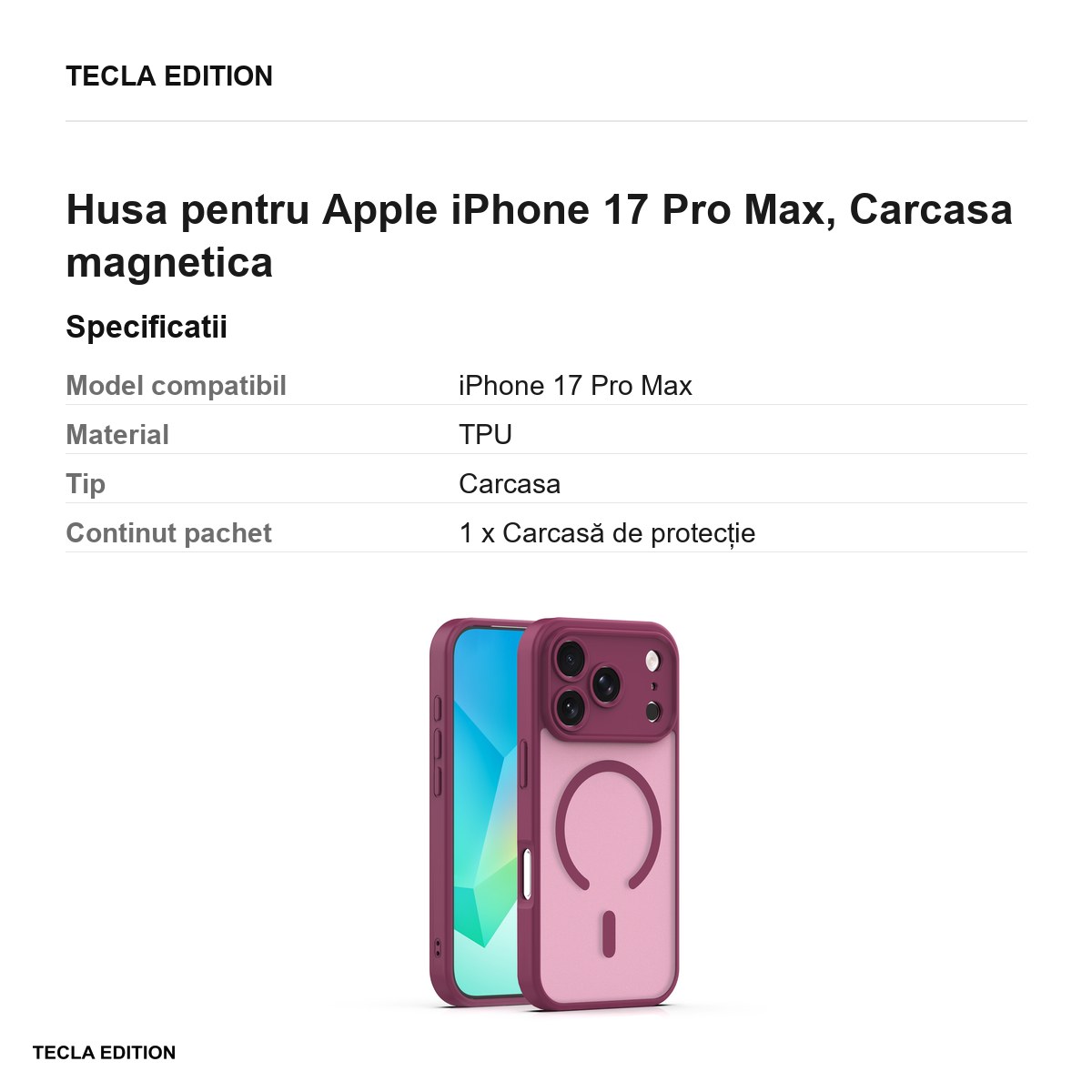 Husa Mag Matt pentru Apple iPhone 17 Pro Max, Carcasa magnetica [2]