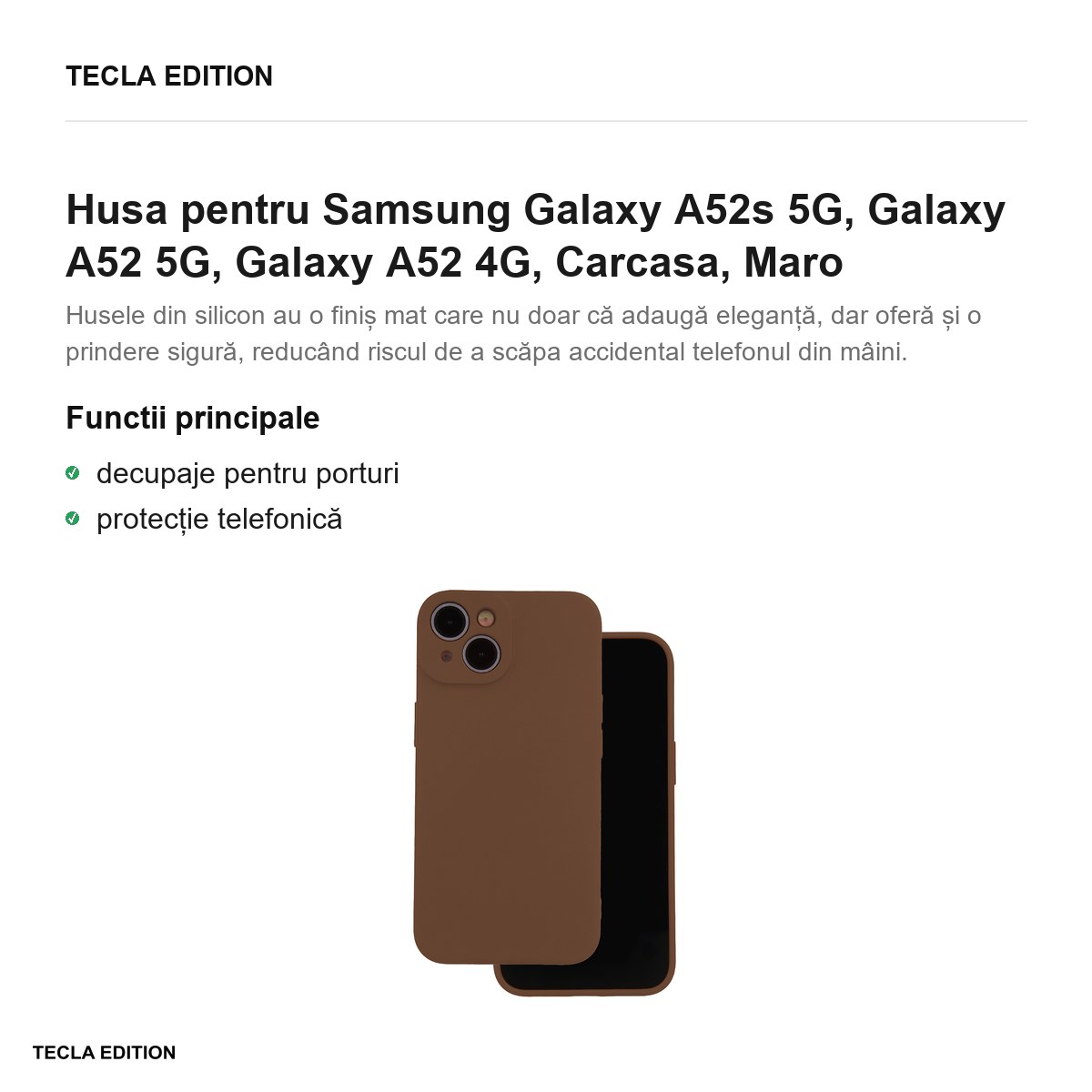 Husa Silicon pentru Samsung Galaxy A52s 5G, Galaxy A52 5G, Galaxy A52 4G, Carcasa, Maro [1]