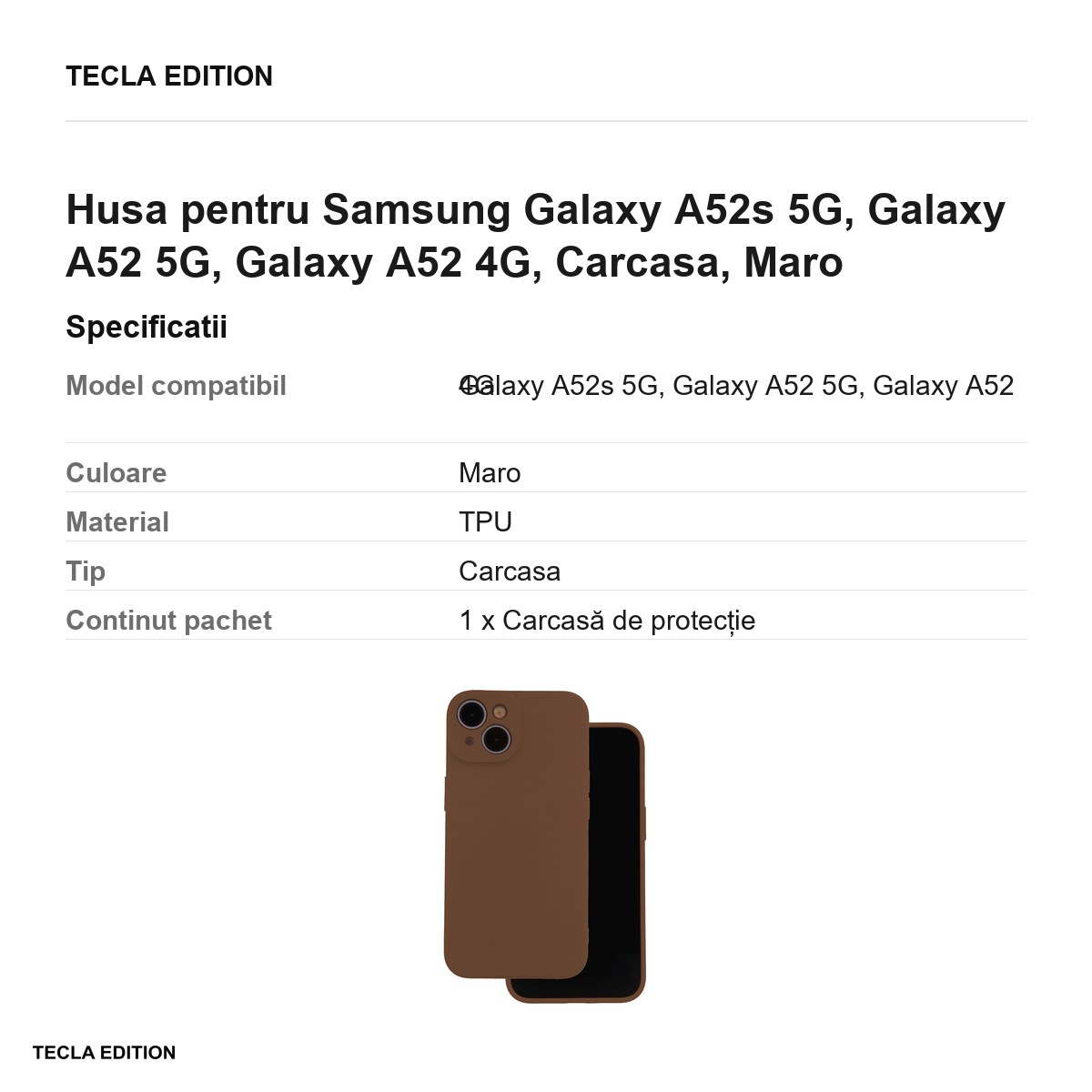 Husa Silicon pentru Samsung Galaxy A52s 5G, Galaxy A52 5G, Galaxy A52 4G, Carcasa, Maro [2]