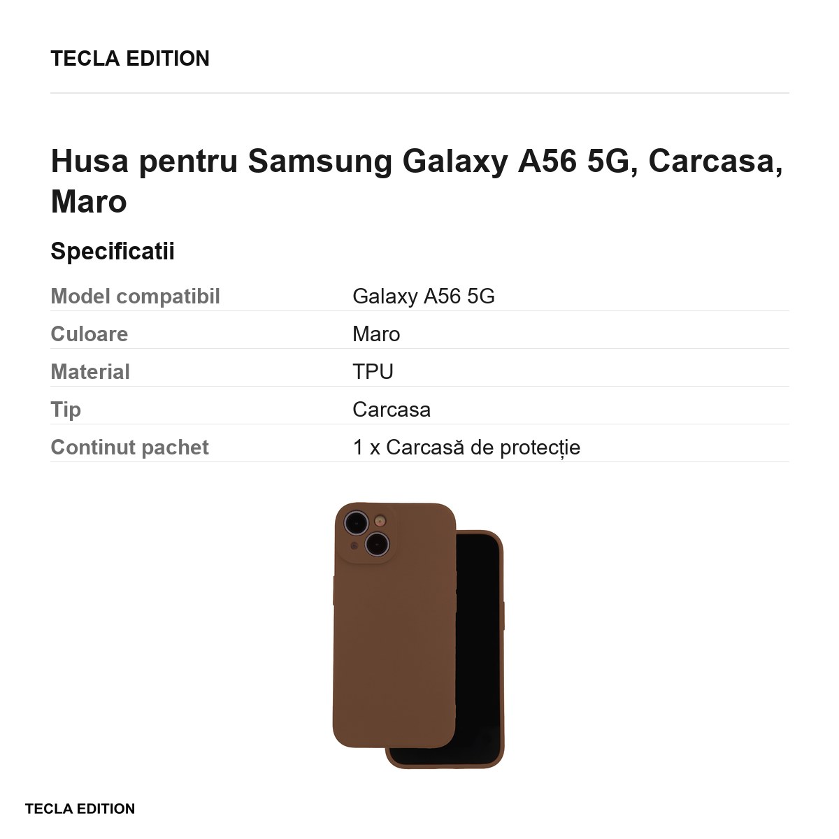 Husa Silicon pentru Samsung Galaxy A56 5G, Carcasa, Maro [2]