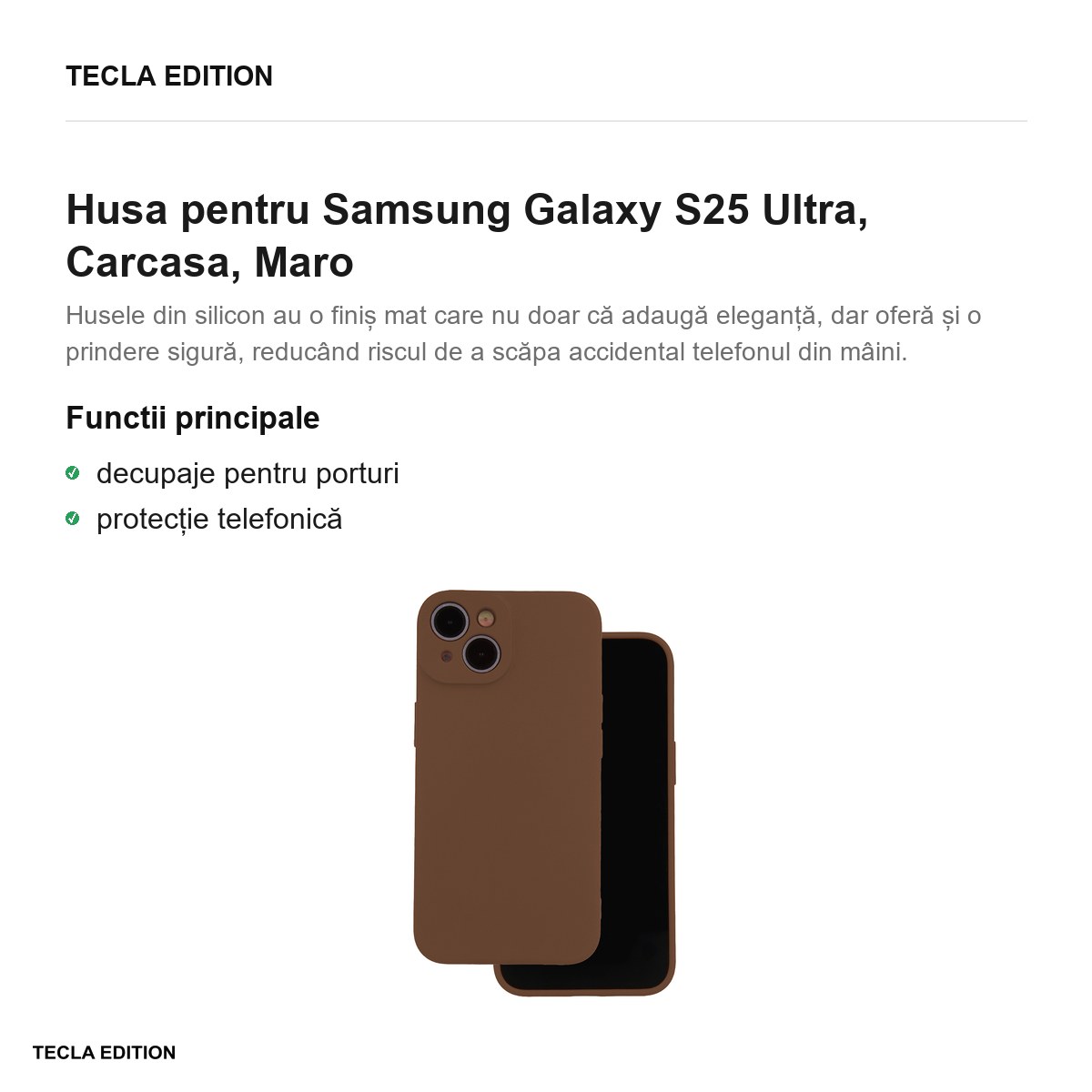 Husa Silicon pentru Samsung Galaxy S25 Ultra, Carcasa, Maro [1]