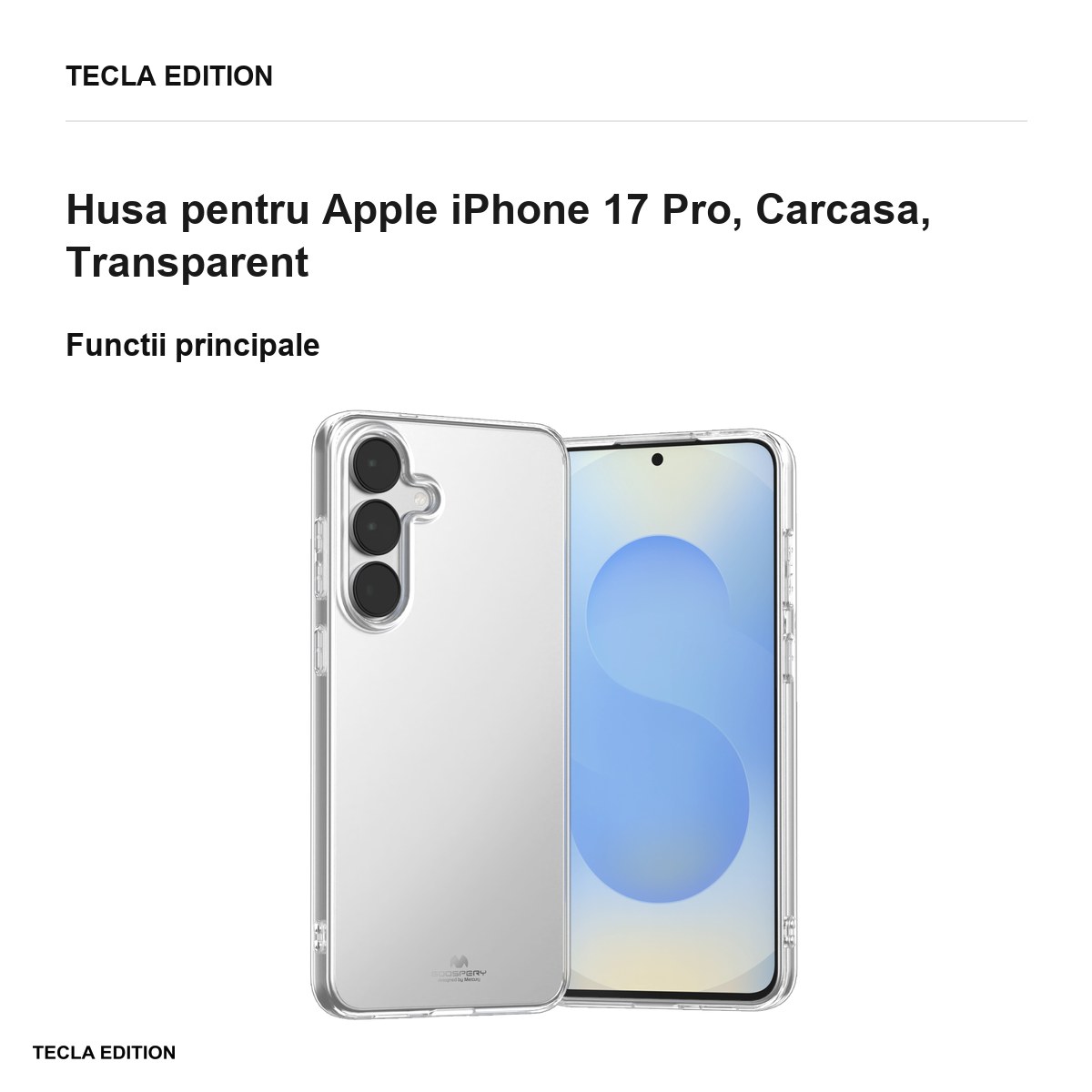 Husa Mercury Jelly pentru Apple iPhone 17 Pro, Carcasa, Transparent [1]