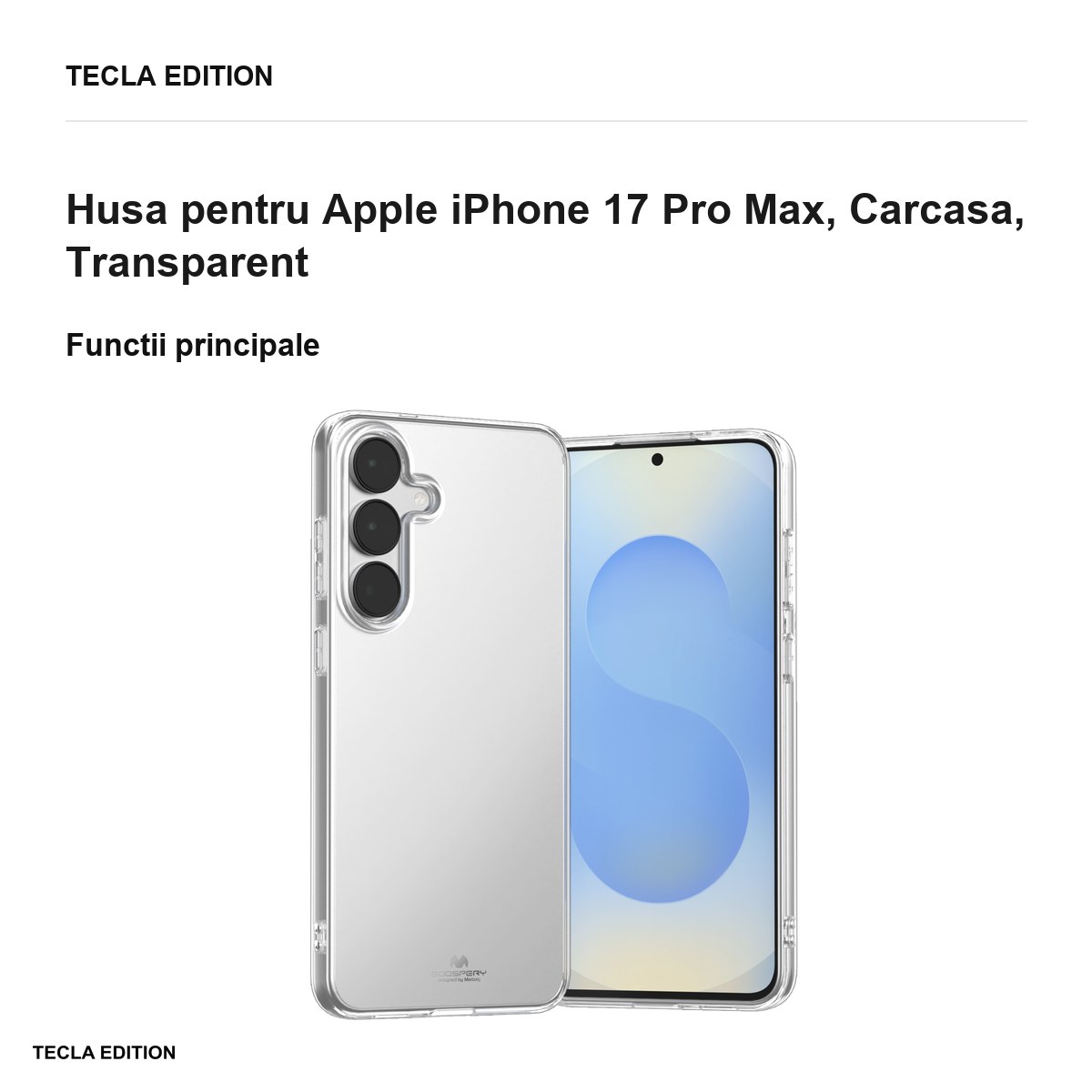 Husa Mercury Jelly pentru Apple iPhone 17 Pro Max, Carcasa, Transparent [1]