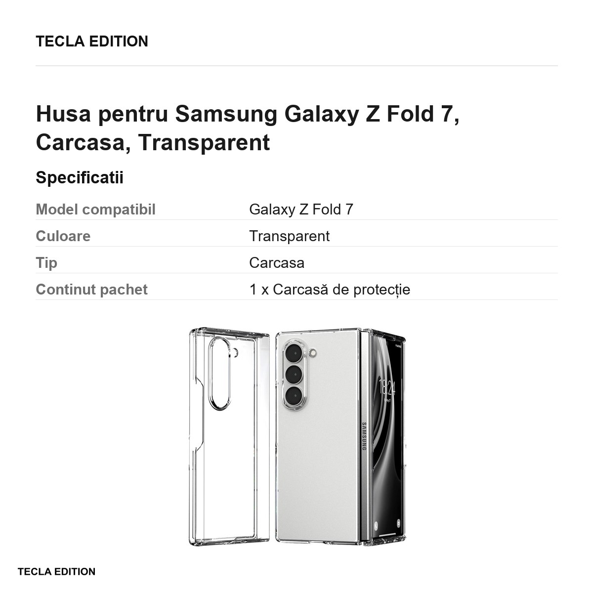 Husa Mercury Hard pentru Samsung Galaxy Z Fold 7, Carcasa, Transparent [2]