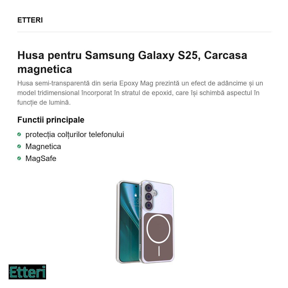 Husa Etteri Hidden Pearl pentru Samsung Galaxy S25, Carcasa magnetica, Maro [1]