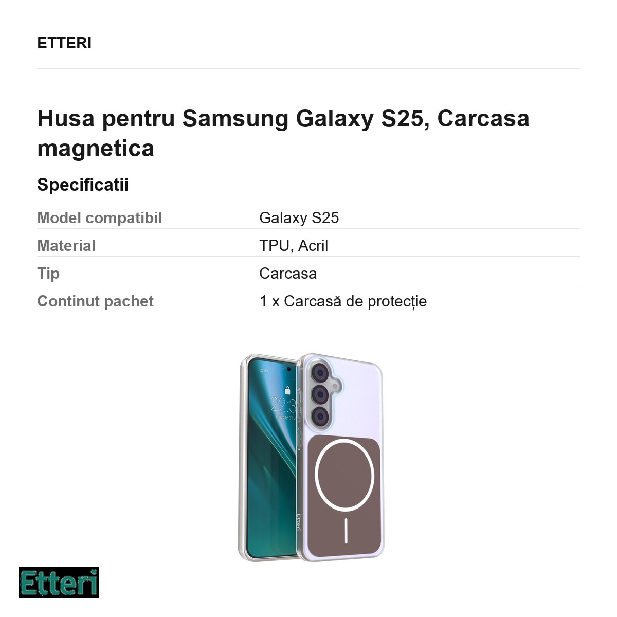 Husa Etteri Hidden Pearl pentru Samsung Galaxy S25, Carcasa magnetica, Maro [2]