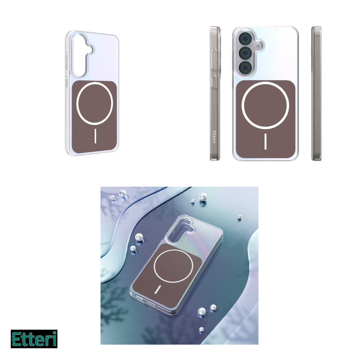 Husa Etteri Hidden Pearl pentru Samsung Galaxy S25, Carcasa magnetica, Maro [3]