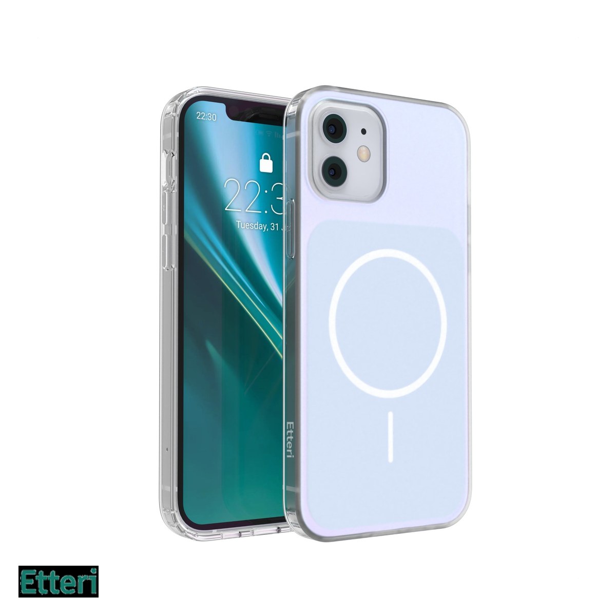 Huse si protectii smartphone - Husa Etteri Hidden Pearl pentru Apple iPhone 12 Pro, iPhone 12, Carcasa magnetica, Albastru deschis
