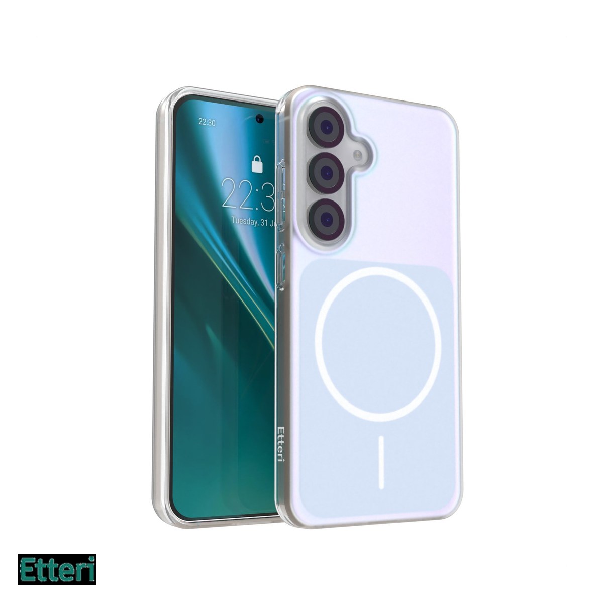 Huse si protectii smartphone - Husa Etteri Hidden Pearl pentru Samsung Galaxy S25, Carcasa magnetica, Albastru deschis