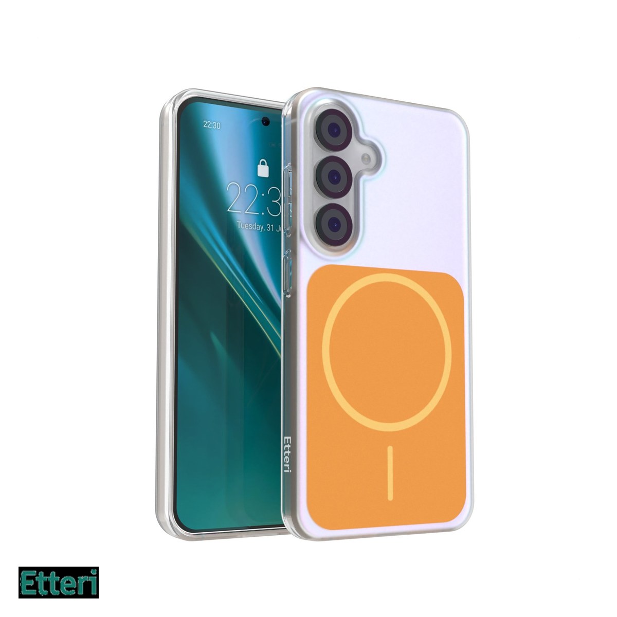 Huse si protectii smartphone - Husa Etteri Hidden Pearl pentru Samsung Galaxy S25, Carcasa magnetica, Portocaliu