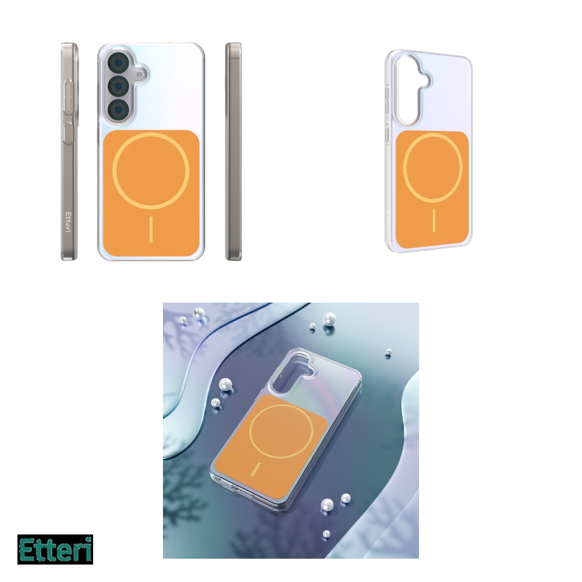 Husa Etteri Hidden Pearl pentru Samsung Galaxy S25, Carcasa magnetica, Portocaliu [3]
