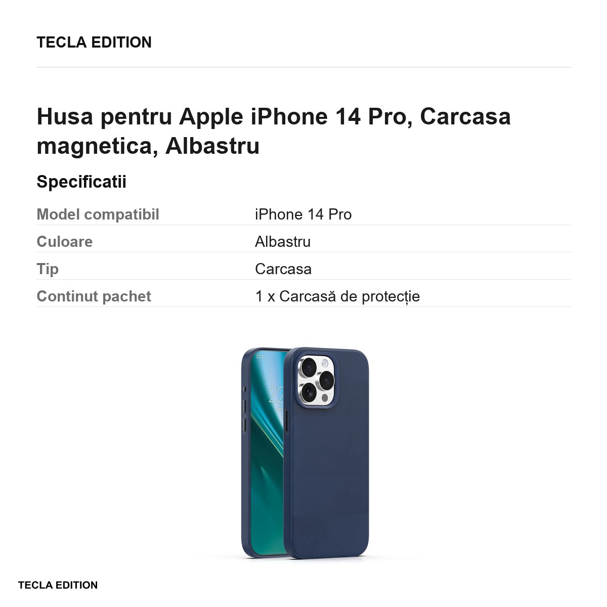 Husa Etteri Elegant Mag pentru Apple iPhone 14 Pro, Carcasa magnetica, Albastru [2]