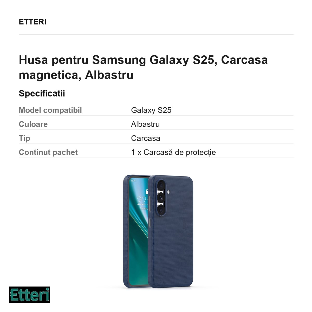 Husa Etteri Elegant Mag pentru Samsung Galaxy S25, Carcasa magnetica, Albastru [2]