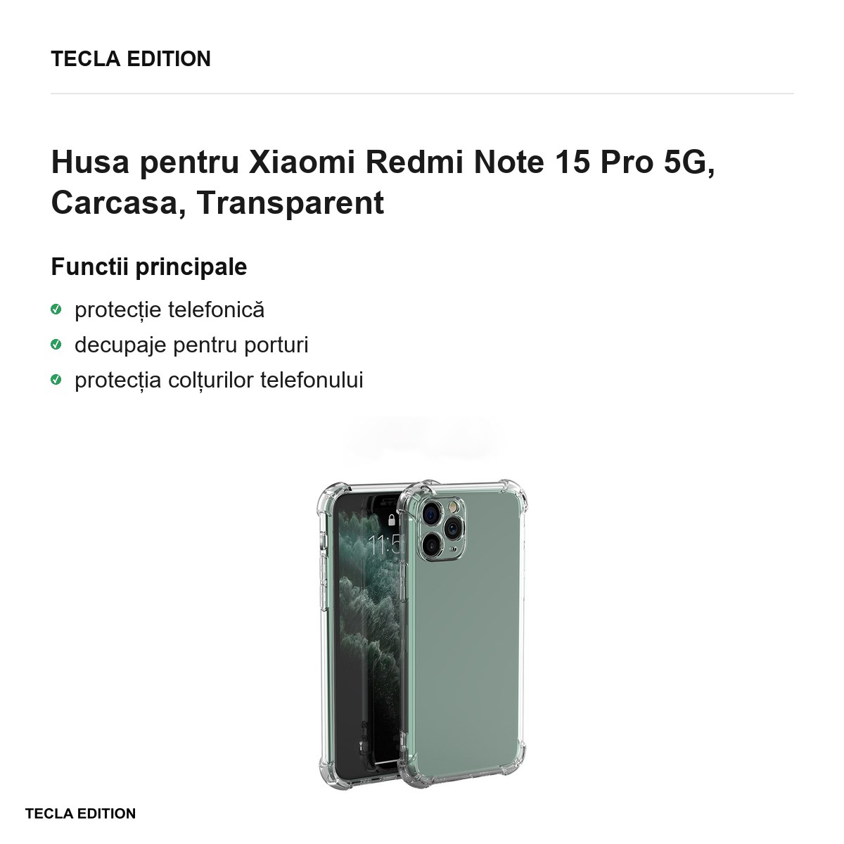 Husa Anti Shock 1,5 mm pentru Xiaomi Redmi Note 15 Pro 5G, Carcasa, Transparent [1]