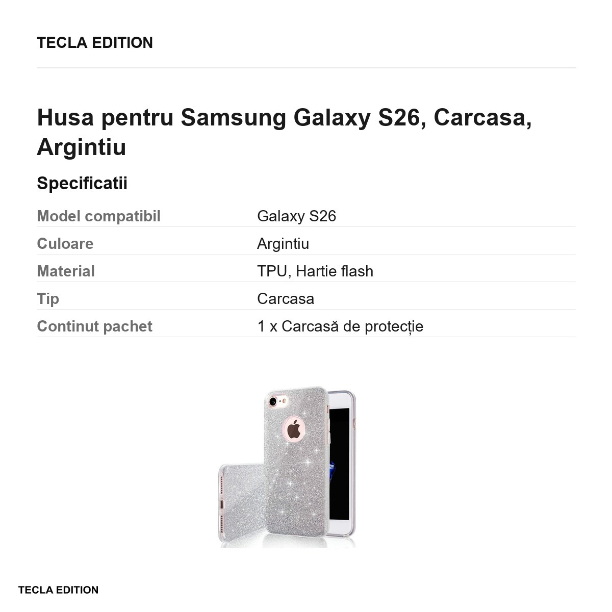 Husa Glitter 3in1 pentru Samsung Galaxy S26, Carcasa, Argintiu [2]