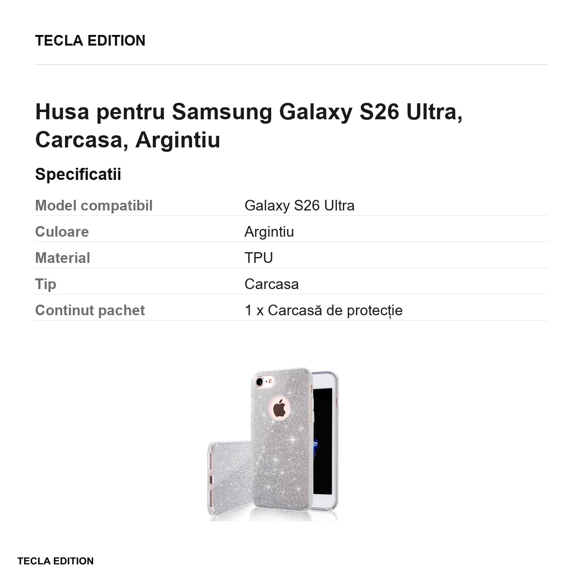 Husa Glitter 3in1 pentru Samsung Galaxy S26 Ultra, Carcasa, Argintiu [2]
