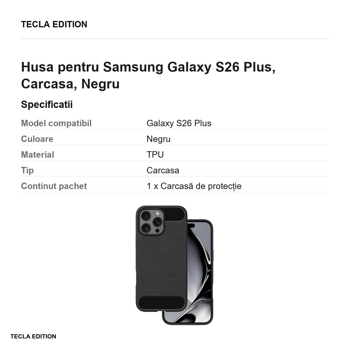 Husa Simple Black pentru Samsung Galaxy S26 Plus, Carcasa, Negru [2]