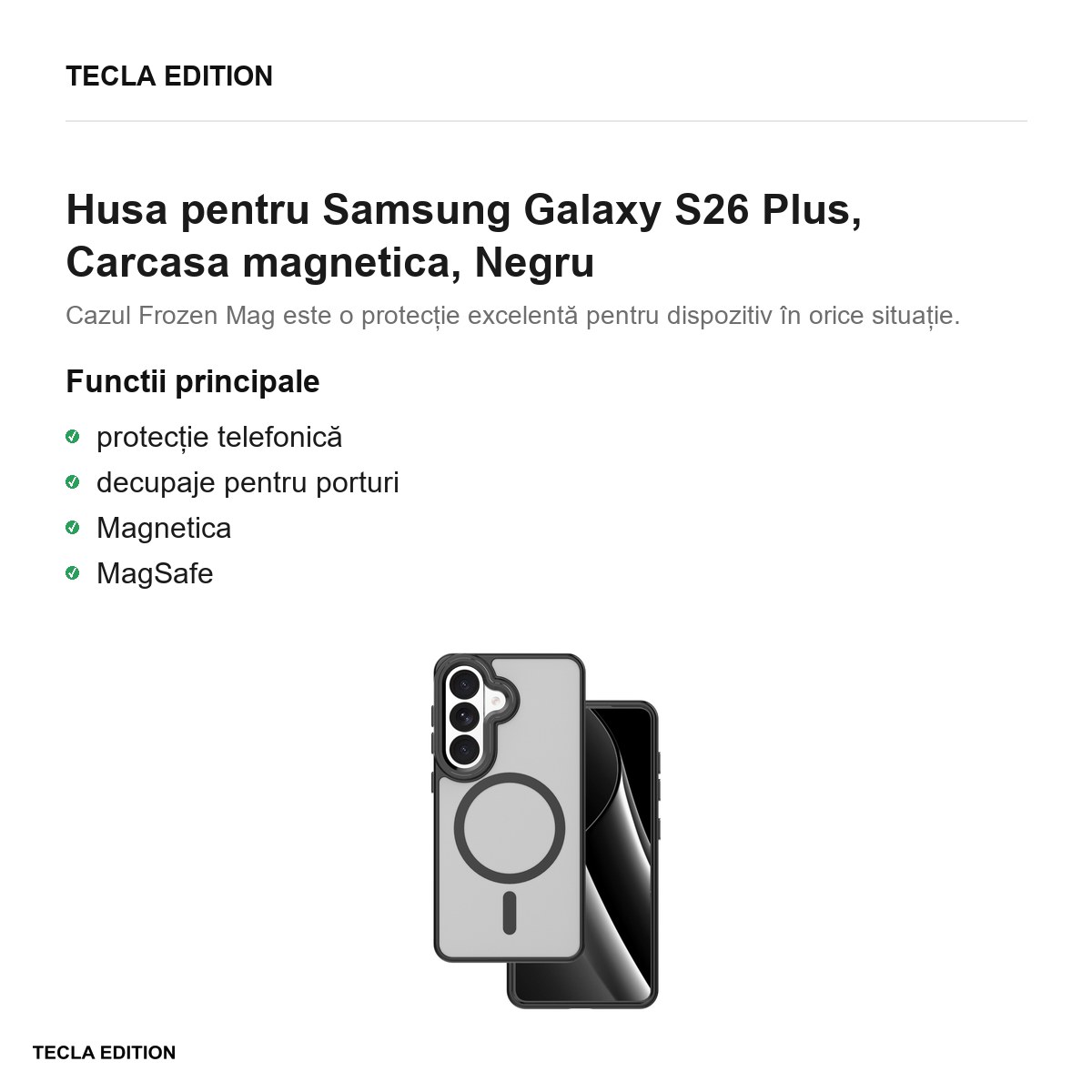 Husa Frozen Mag pentru Samsung Galaxy S26 Plus, Carcasa magnetica, Negru [1]