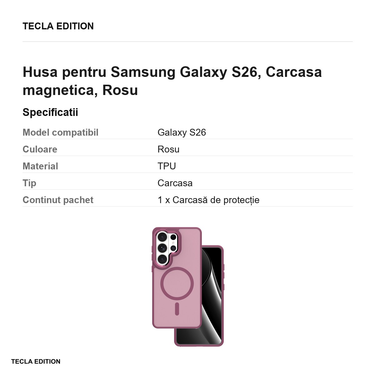 Husa Frozen Mag pentru Samsung Galaxy S26, Carcasa magnetica, Rosu [2]