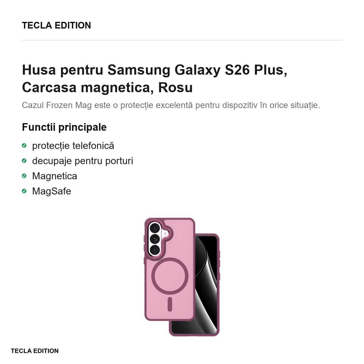 Husa Frozen Mag pentru Samsung Galaxy S26 Plus, Carcasa magnetica, Rosu [1]