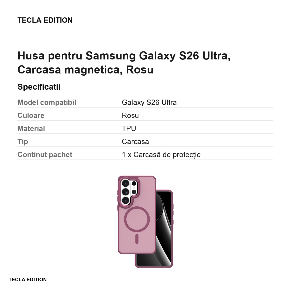 Husa Frozen Mag pentru Samsung Galaxy S26 Ultra, Carcasa magnetica, Rosu [2]