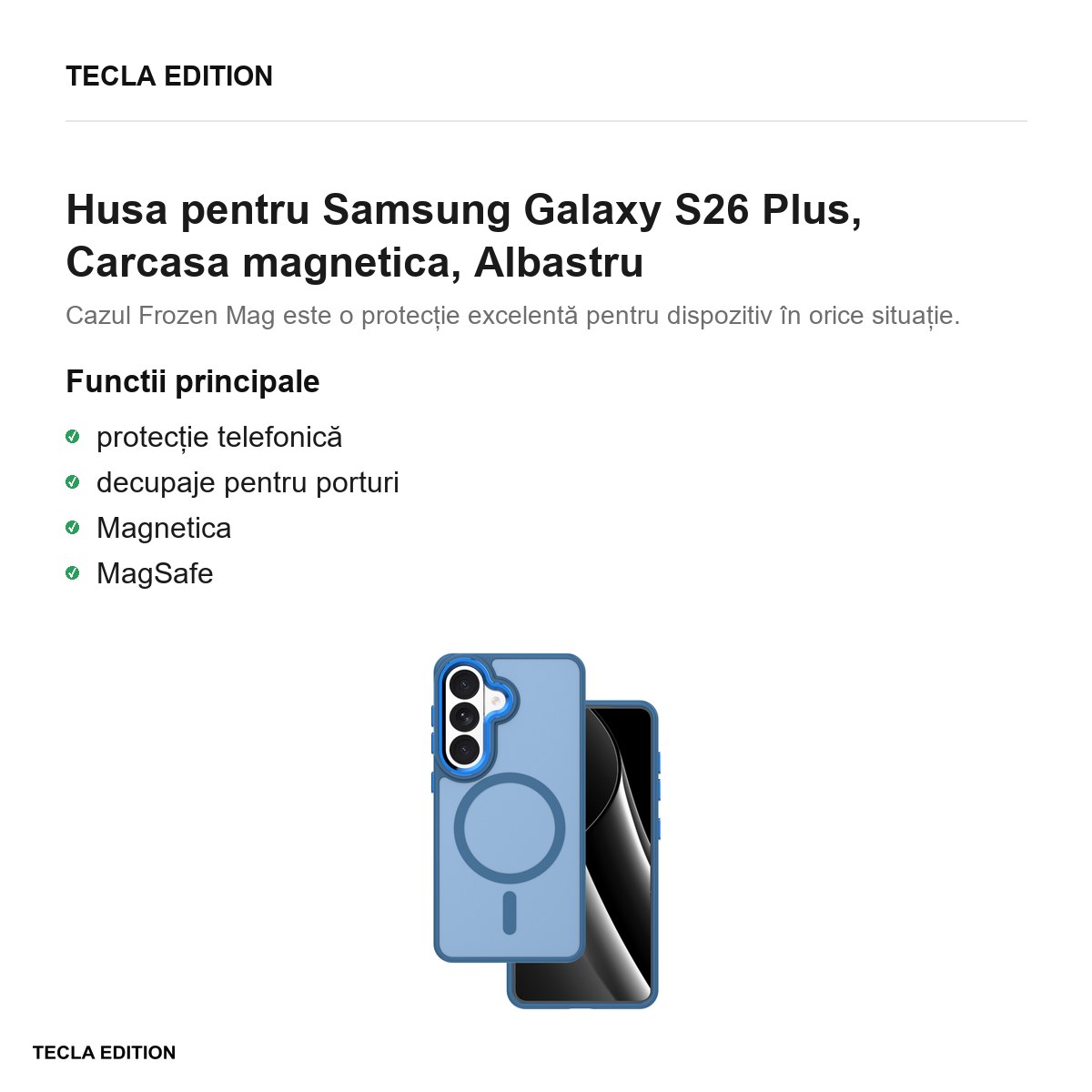 Husa Frozen Mag pentru Samsung Galaxy S26 Plus, Carcasa magnetica, Albastru [1]